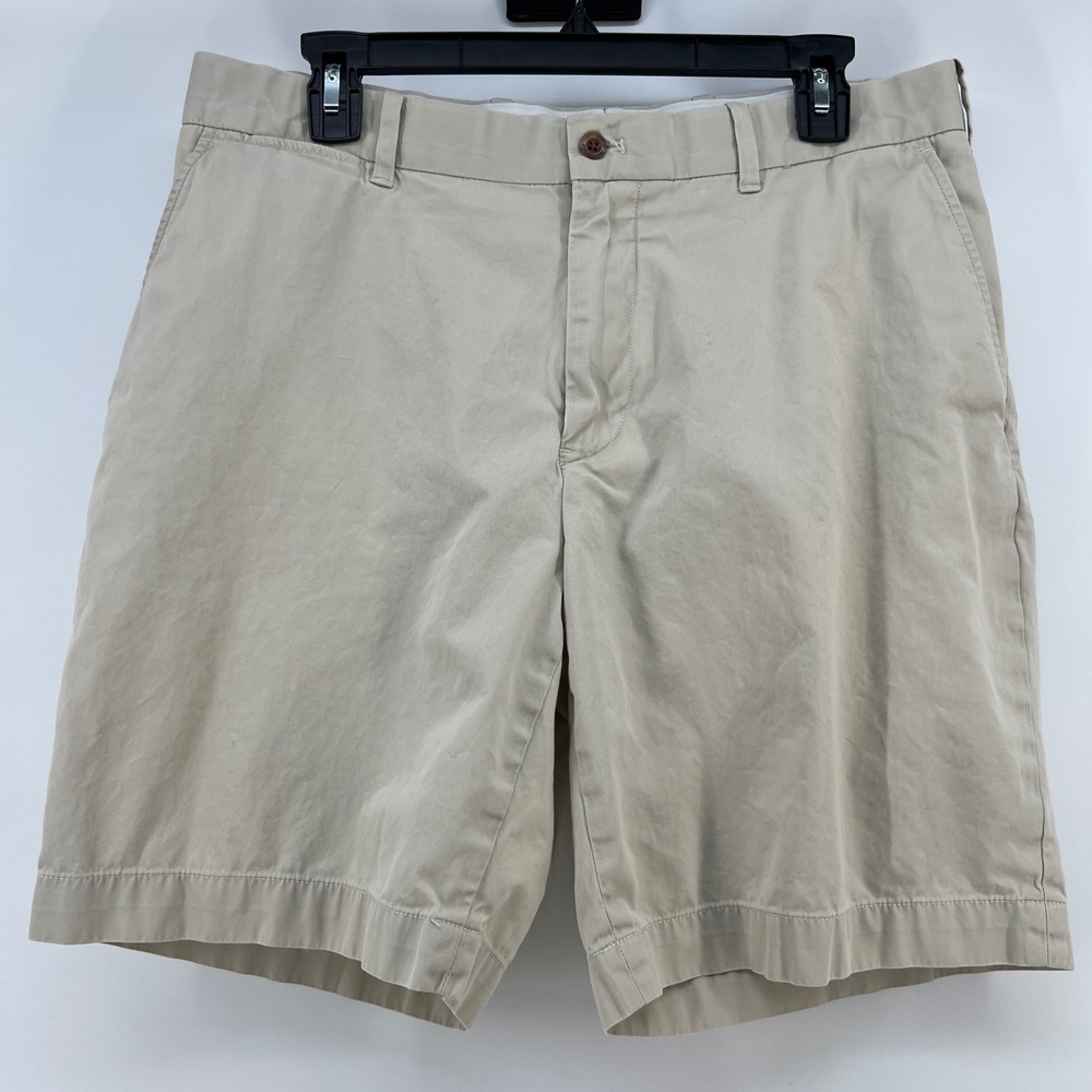 Polo Golf Ralph Lauren Mens Tan Khaki Cotton Chino Shorts Size 34 Crest Logo